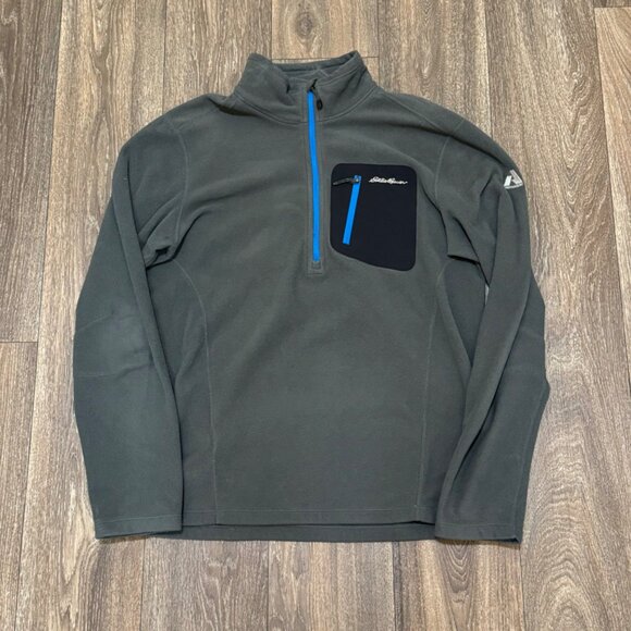 Eddie Bauer First Ascent Jacket Mens Medium Gray Polartec 1/4 Zip Fleece Outdoor - Picture 1 of 11
